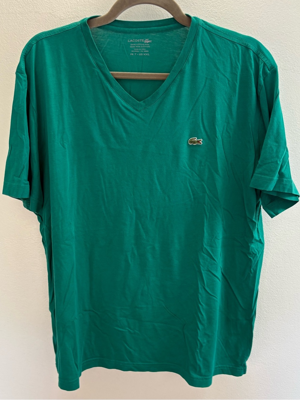 Lacoste Izod Green V-neck Pima Cotton T-shirt XXL (7)
